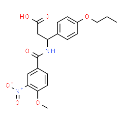 ChemSpider 2D Image | 3-[(4-Methoxy-3-nitrobenzoyl)amino]-3-(4-propoxyphenyl)propanoic acid | C20H22N2O7
