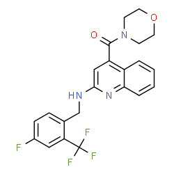 ChemSpider 2D Image | (2-{[4-Fluoro-2-(trifluoromethyl)benzyl]amino}-4-quinolinyl)(4-morpholinyl)methanone | C22H19F4N3O2