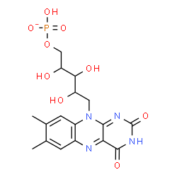 ChemSpider 2D Image | 1-Deoxy-1-(7,8-dimethyl-2,4-dioxo-3,4-dihydrobenzo[g]pteridin-10(2H)-yl)-5-O-(hydroxyphosphinato)pentitol | C17H20N4O9P
