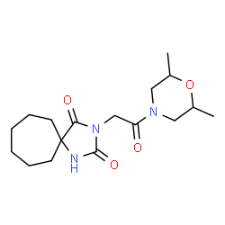 ChemSpider 2D Image | 3-[2-(2,6-Dimethyl-4-morpholinyl)-2-oxoethyl]-1,3-diazaspiro[4.6]undecane-2,4-dione | C17H27N3O4