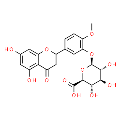 ChemSpider 2D Image | 5-(5,7-Dihydroxy-4-oxo-3,4-dihydro-2H-chromen-2-yl)-2-methoxyphenyl beta-D-glucopyranosiduronic acid | C22H22O12