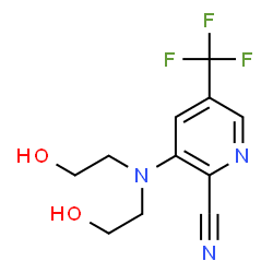 ChemSpider 2D Image | 3-[Bis(2-hydroxyethyl)amino]-5-(trifluoromethyl)-2-pyridinecarbonitrile | C11H12F3N3O2