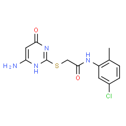 ChemSpider 2D Image | acetamide, 2-[(4-amino-1,6-dihydro-6-oxo-2-pyrimidinyl)thio]-N-(5-chloro-2-methylphenyl)- | C13H13ClN4O2S