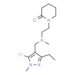 ChemSpider 2D Image | 1-(2-{[(5-Chloro-3-ethyl-1-methyl-1H-pyrazol-4-yl)methyl](methyl)amino}ethyl)-2-piperidinone | C15H25ClN4O