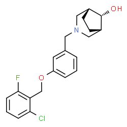 ChemSpider 2D Image | (8-syn)-3-{3-[(2-Chloro-6-fluorobenzyl)oxy]benzyl}-3-azabicyclo[3.2.1]octan-8-ol | C21H23ClFNO2