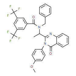 ChemSpider 2D Image | N-Benzyl-N-{1-[3-(4-methoxyphenyl)-4-oxo-3,4-dihydro-2-quinazolinyl]ethyl}-3,5-bis(trifluoromethyl)benzamide | C33H25F6N3O3