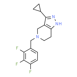 ChemSpider 2D Image | 3-Cyclopropyl-5-(2,3,4-trifluorobenzyl)-4,5,6,7-tetrahydro-1H-pyrazolo[4,3-c]pyridine | C16H16F3N3