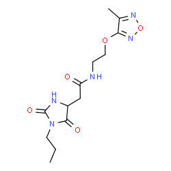 ChemSpider 2D Image | 2-(2,5-Dioxo-1-propyl-4-imidazolidinyl)-N-{2-[(4-methyl-1,2,5-oxadiazol-3-yl)oxy]ethyl}acetamide | C13H19N5O5