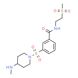 ChemSpider 2D Image | 3-{[4-(Methylamino)-1-piperidinyl]sulfonyl}-N-[2-(methylsulfonyl)ethyl]benzamide | C16H25N3O5S2