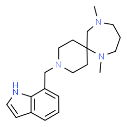 ChemSpider 2D Image | 3-(1H-Indol-7-ylmethyl)-7,11-dimethyl-3,7,11-triazaspiro[5.6]dodecane | C20H30N4