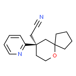 ChemSpider 2D Image | [(9R)-9-(2-Pyridinyl)-6-oxaspiro[4.5]dec-9-yl]acetonitrile | C16H20N2O