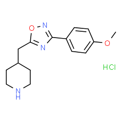ChemSpider 2D Image | 4-{[3-(4-methoxyphenyl)-1,2,4-oxadiazol-5-yl]methyl}piperidine hydrochloride | C15H20ClN3O2