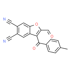 ChemSpider 2D Image | 2-Formyl-3-(4-methylbenzoyl)-1-benzofuran-5,6-dicarbonitrile | C19H10N2O3