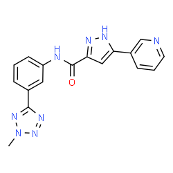 ChemSpider 2D Image | N-[3-(2-Methyl-2H-tetrazol-5-yl)phenyl]-5-(3-pyridinyl)-1H-pyrazole-3-carboxamide | C17H14N8O