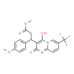 ChemSpider 2D Image | Methyl 3-[4-hydroxy-2-oxo-7-(trifluoromethyl)-2H-pyrido[1,2-a]pyrimidin-3-yl]-3-(4-methoxyphenyl)propanoate | C20H17F3N2O5