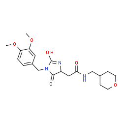 ChemSpider 2D Image | 2-[1-(3,4-Dimethoxybenzyl)-2,5-dioxo-4-imidazolidinyl]-N-(tetrahydro-2H-pyran-4-ylmethyl)acetamide | C20H27N3O6