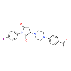 ChemSpider 2D Image | 3-[4-(4-Acetylphenyl)-1-piperazinyl]-1-(4-iodophenyl)-2,5-pyrrolidinedione | C22H22IN3O3
