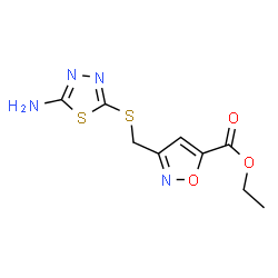 ChemSpider 2D Image | Ethyl 3-{[(5-amino-1,3,4-thiadiazol-2-yl)sulfanyl]methyl}-1,2-oxazole-5-carboxylate | C9H10N4O3S2