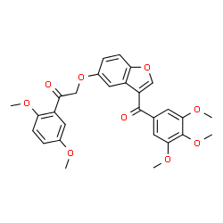 ChemSpider 2D Image | 1-(2,5-Dimethoxyphenyl)-2-{[3-(3,4,5-trimethoxybenzoyl)-1-benzofuran-5-yl]oxy}ethanone | C28H26O9