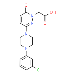 ChemSpider 2D Image | {3-[4-(3-Chlorophenyl)-1-piperazinyl]-6-oxo-1(6H)-pyridazinyl}acetic acid | C16H17ClN4O3