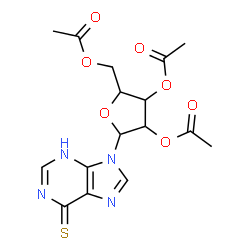 ChemSpider 2D Image | 9-(2,3,5-Tri-O-acetylpentofuranosyl)-1,9-dihydro-6H-purine-6-thione | C16H18N4O7S