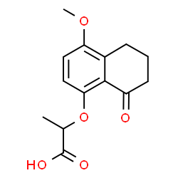 ChemSpider 2D Image | 2-[(4-Methoxy-8-oxo-5,6,7,8-tetrahydro-1-naphthalenyl)oxy]propanoic acid | C14H16O5
