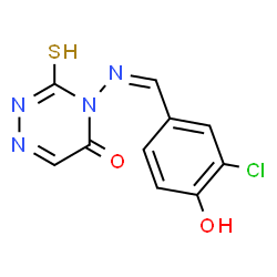 ChemSpider 2D Image | 4-[(Z)-(3-Chloro-4-hydroxybenzylidene)amino]-3-thioxo-3,4-dihydro-1,2,4-triazin-5(2H)-one | C10H7ClN4O2S