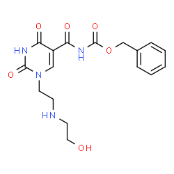ChemSpider 2D Image | Benzyl [(1-{2-[(2-hydroxyethyl)amino]ethyl}-2,4-dioxo-1,2,3,4-tetrahydro-5-pyrimidinyl)carbonyl]carbamate | C17H20N4O6