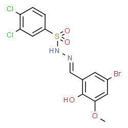 ChemSpider 2D Image | N'-[(E)-(5-Bromo-2-hydroxy-3-methoxyphenyl)methylene]-3,4-dichlorobenzenesulfonohydrazide | C14H11BrCl2N2O4S