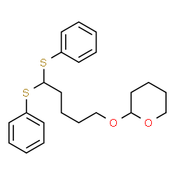 ChemSpider 2D Image | 2-((5,5-Bis(phenylthio)pentyl)oxy)tetrahydro-2H-pyran | C22H28O2S2