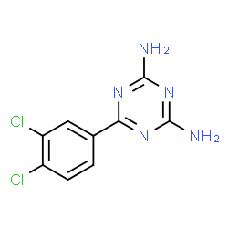 ChemSpider 2D Image | 6-(3,4-Dichlorophenyl)-1,3,5-triazine-2,4-diamine | C9H7Cl2N5