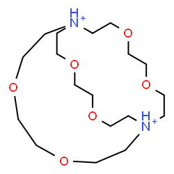 ChemSpider 2D Image | 4,7,13,16,21,24-Hexaoxa-1,10-diazoniabicyclo[8.8.8]hexacosane | C18H38N2O6