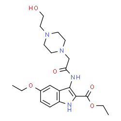 ChemSpider 2D Image | Ethyl 5-ethoxy-3-({[4-(2-hydroxyethyl)-1-piperazinyl]acetyl}amino)-1H-indole-2-carboxylate | C21H30N4O5