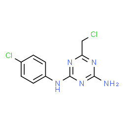 ChemSpider 2D Image | 6-(Chloromethyl)-N-(4-chlorophenyl)-1,3,5-triazine-2,4-diamine | C10H9Cl2N5