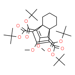 ChemSpider 2D Image | Tetrakis(2-methyl-2-propanyl) 8,11-dimethoxytricyclo[4.3.3.0~1,6~]dodeca-7,10-diene-7,9,10,12-tetracarboxylate | C34H52O10