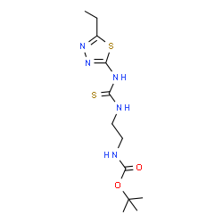 ChemSpider 2D Image | 2-Methyl-2-propanyl (2-{[(5-ethyl-1,3,4-thiadiazol-2-yl)carbamothioyl]amino}ethyl)carbamate | C12H21N5O2S2