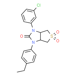 ChemSpider 2D Image | 1-(3-Chlorophenyl)-3-(4-ethylphenyl)tetrahydro-1H-thieno[3,4-d]imidazol-2(3H)-one 5,5-dioxide | C19H19ClN2O3S