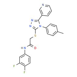 ChemSpider 2D Image | N-(3,4-Difluorophenyl)-2-{[4-(4-methylphenyl)-5-(3-pyridinyl)-4H-1,2,4-triazol-3-yl]sulfanyl}acetamide | C22H17F2N5OS