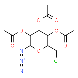 ChemSpider 2D Image | 2-Azido-6-(chloromethyl)tetrahydro-2H-pyran-3,4,5-triyl triacetate | C12H16ClN3O7