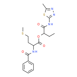 ChemSpider 2D Image | 1-[(5-Methyl-1,3,4-thiadiazol-2-yl)amino]-1-oxo-2-butanyl N-benzoylmethioninate | C19H24N4O4S2