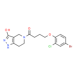 ChemSpider 2D Image | 5-[4-(4-Bromo-2-chlorophenoxy)butanoyl]-1,2,4,5,6,7-hexahydro-3H-pyrazolo[4,3-c]pyridin-3-one | C16H17BrClN3O3