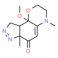 ChemSpider 2D Image | 9b-Methoxy-4,6a-dimethyl-3,4,6a,9,9a,9b-hexahydro[1,4]oxazino[2,3-e]indazol-6(2H)-one | C12H17N3O3