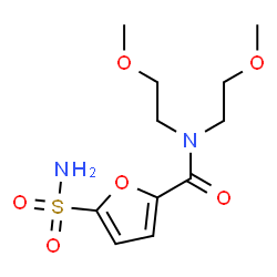 ChemSpider 2D Image | N,N-Bis(2-methoxyethyl)-5-sulfamoyl-2-furamide | C11H18N2O6S