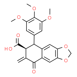 ChemSpider 2D Image | (6S)-7-Methylene-8-oxo-5-(3,4,5-trimethoxyphenyl)-5,6,7,8-tetrahydronaphtho[2,3-d][1,3]dioxole-6-carboxylic acid | C22H20O8