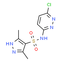 ChemSpider 2D Image | N-(6-Chloro-3-pyridazinyl)-3,5-dimethyl-1H-pyrazole-4-sulfonamide | C9H10ClN5O2S