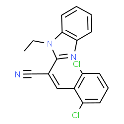 ChemSpider 2D Image | (2Z)-3-(2,6-Dichlorophenyl)-2-(1-ethyl-1H-benzimidazol-2-yl)acrylonitrile | C18H13Cl2N3