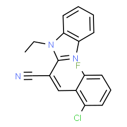 ChemSpider 2D Image | (2Z)-3-(2-Chloro-6-fluorophenyl)-2-(1-ethyl-1H-benzimidazol-2-yl)acrylonitrile | C18H13ClFN3