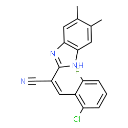 ChemSpider 2D Image | (2Z)-3-(2-Chloro-6-fluorophenyl)-2-(5,6-dimethyl-1H-benzimidazol-2-yl)acrylonitrile | C18H13ClFN3