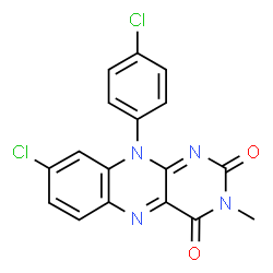 ChemSpider 2D Image | Benzo[g]pteridine-2,4-dione, 8-chloro-10-(4-chlorophenyl)- 3-methyl- | C17H10Cl2N4O2