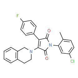 ChemSpider 2D Image | 1-(5-Chloro-2-methylphenyl)-3-(3,4-dihydro-2(1H)-isoquinolinyl)-4-(4-fluorophenyl)-1H-pyrrole-2,5-dione | C26H20ClFN2O2